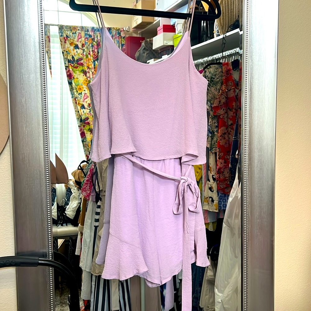 Lavender floaty romper with belt